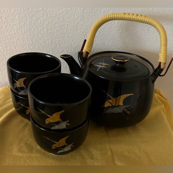 Vintage Imari Japanese hand painted tea pot and 4 cups. Post WWII circa 1950s - Picture 2 of 16